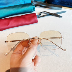 Ant Light Rimless Glasses Men's Decorative Glasses With Case