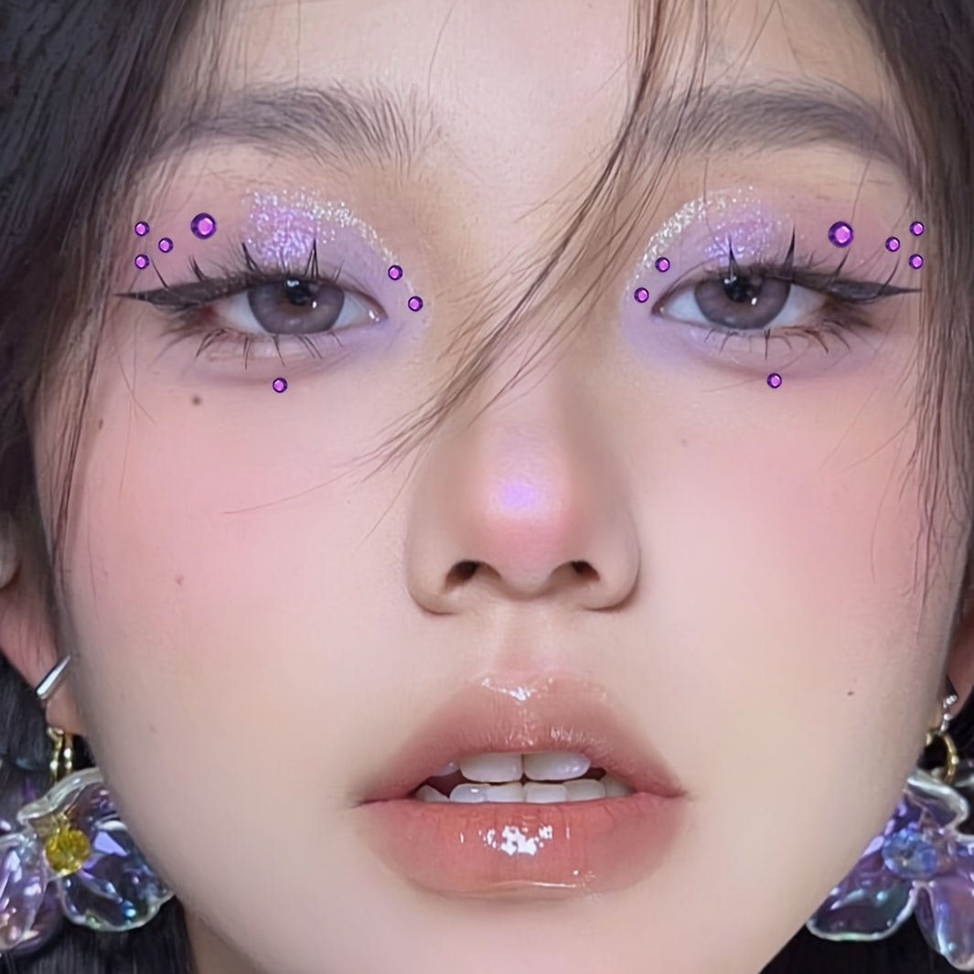 144pcs Bright Purple Makeup Face Stickers Jewelry Stage Makeup Eye Makeup