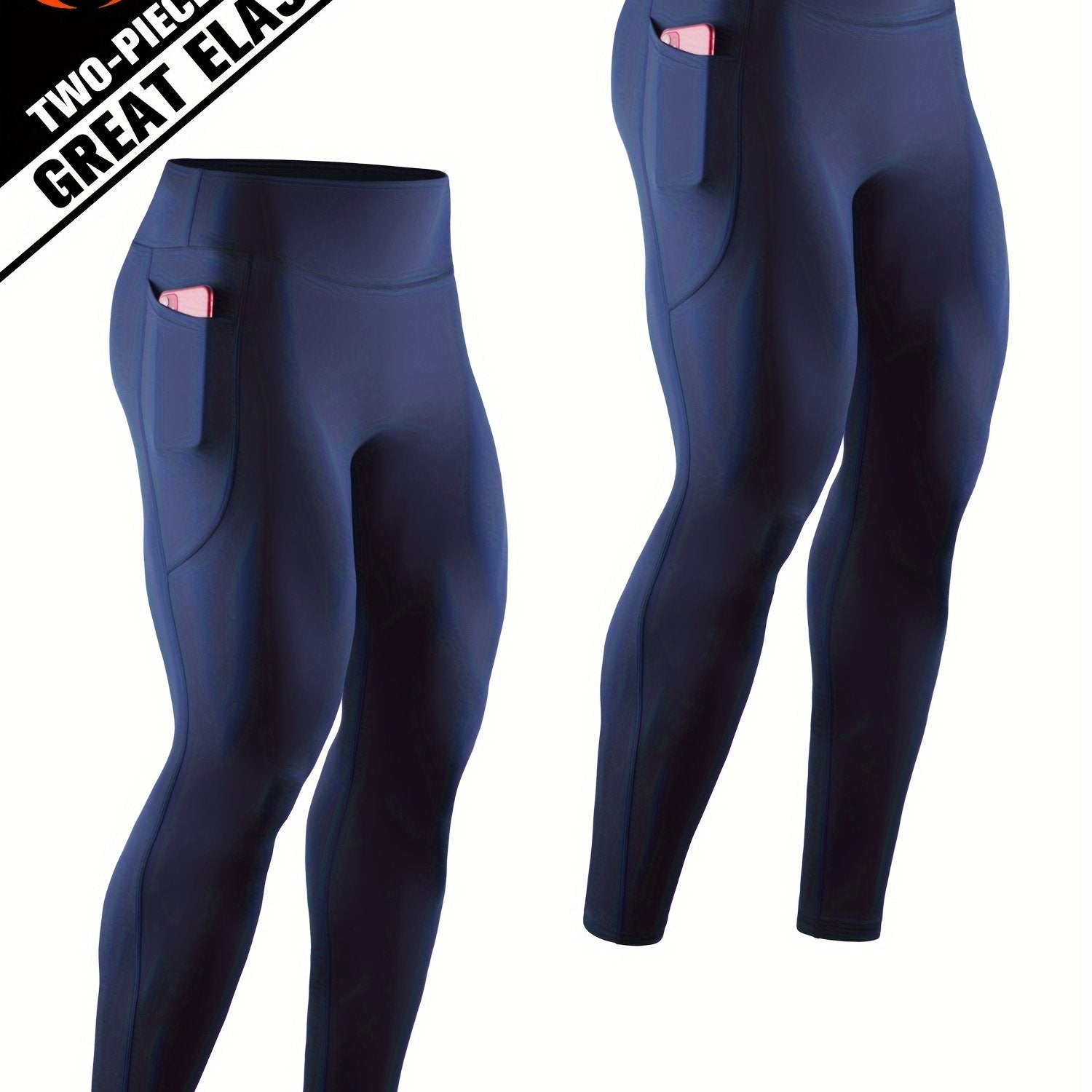 Men's Solid Pocket Leggings Active Quick Drying Sports Compression Pants