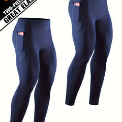 Men's Solid Pocket Leggings Active Quick Drying Sports Compression Pants