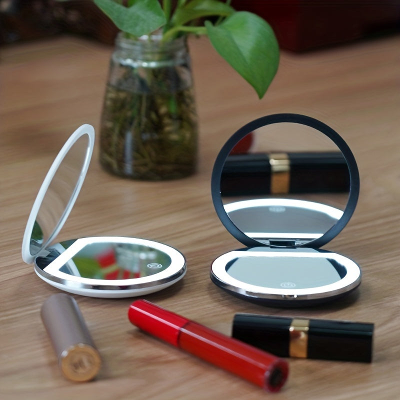 LED Mini Vanity Mirror 2X 5X Magnification Double Sided Folding