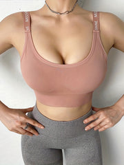 Women's Letter Print Wide Strap Sports Bra Yoga Tank Top