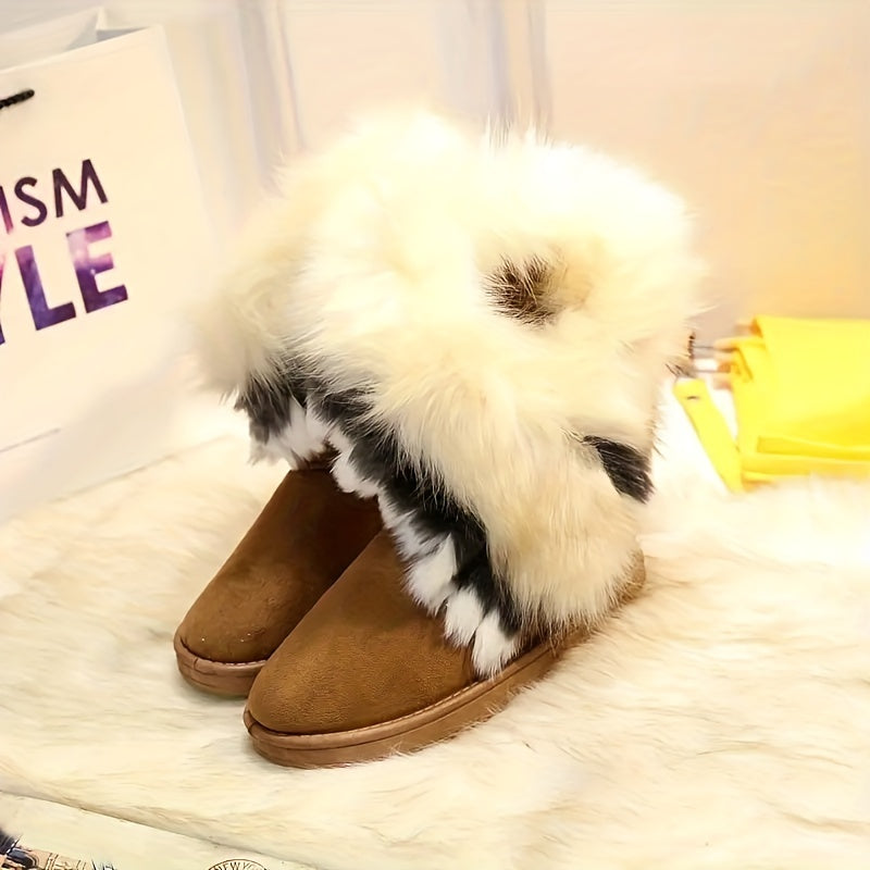 Stylish Women's Fleece Snow Boots Winter Warm Comfortable Anti Slip Medium Tube