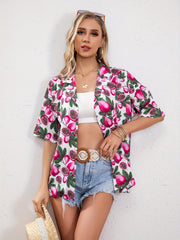 Fig Print Button Up Summer Shirt