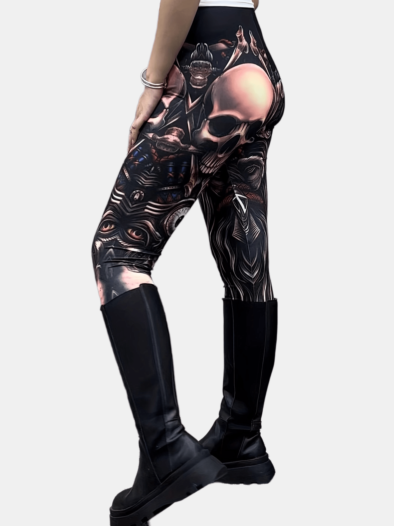 Skull Print Skinny Leggings Casual Stretchy Leggings Women's Clothing