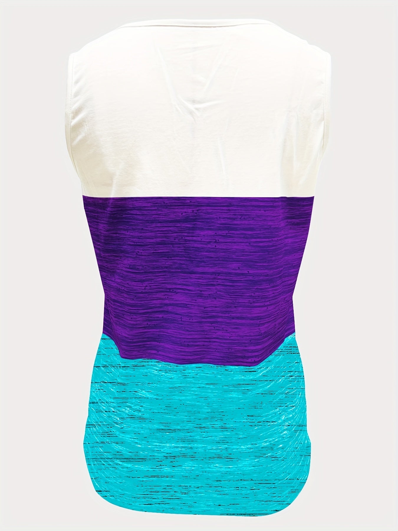 Women's Block Notched Neck Tank Top Sleeveless Casual Summer Top