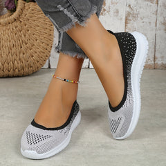 Women's Breathable Knit Slip-On Sneakers Soft Sole Lightweight Walking Shoes