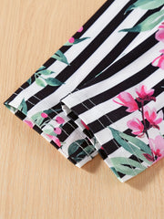 Girls' Floral Stripe Print Casual Pants Leggings Ankle Length