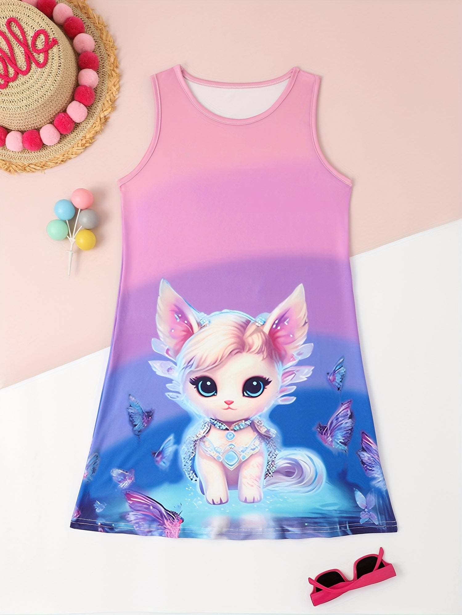 Dreamy Kitty Fairy Sleeveless Dress Girls Summer Gift