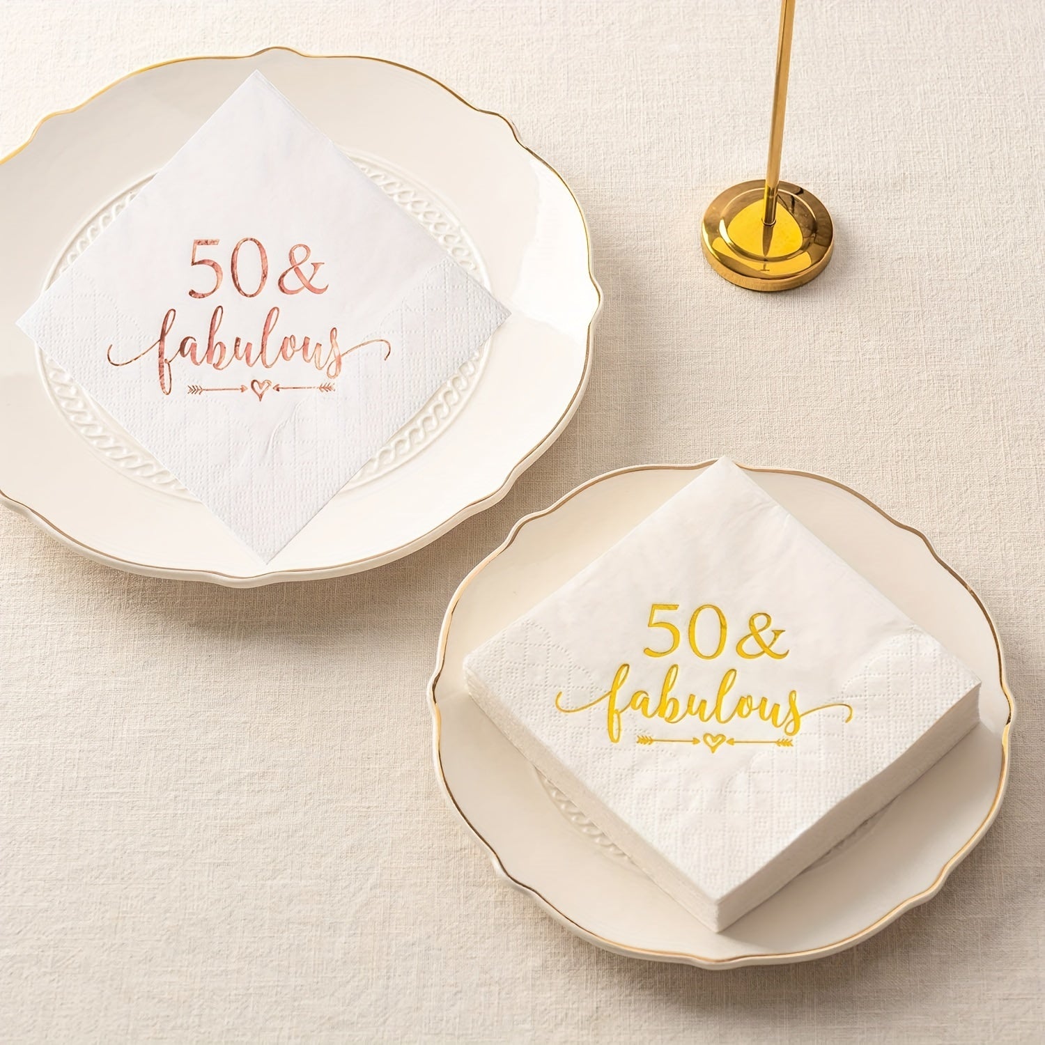 50 & Fabulous Napkins for Women's 50th Birthday Party - 20pcs 2 Ply