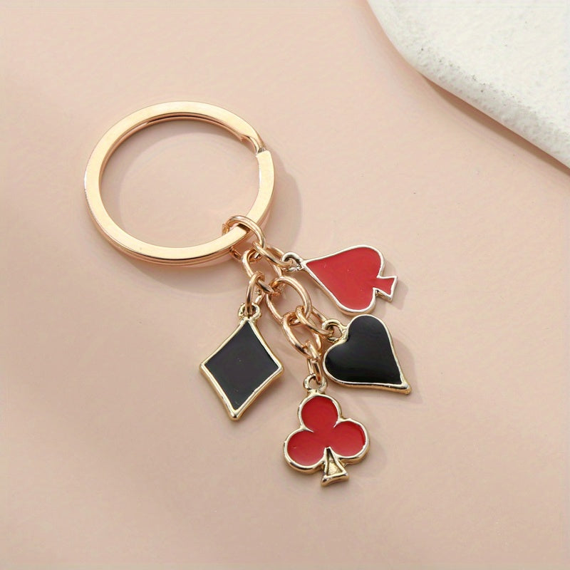 Heart Spade Enamel Keychain Bag Charm Women Girls Gift