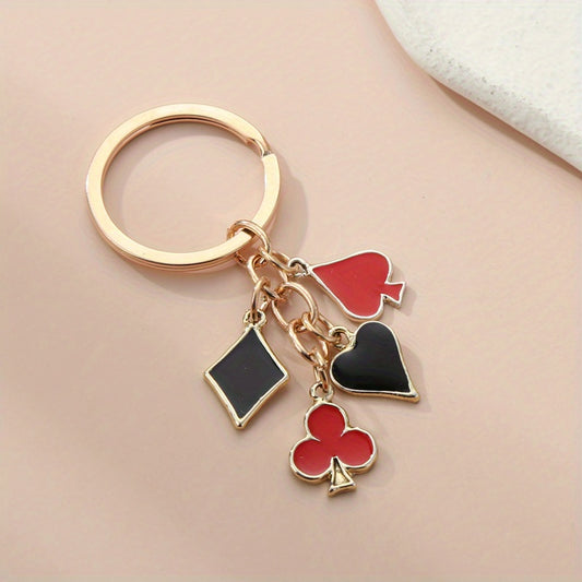Heart Spade Enamel Keychain Bag Charm Women Girls Gift