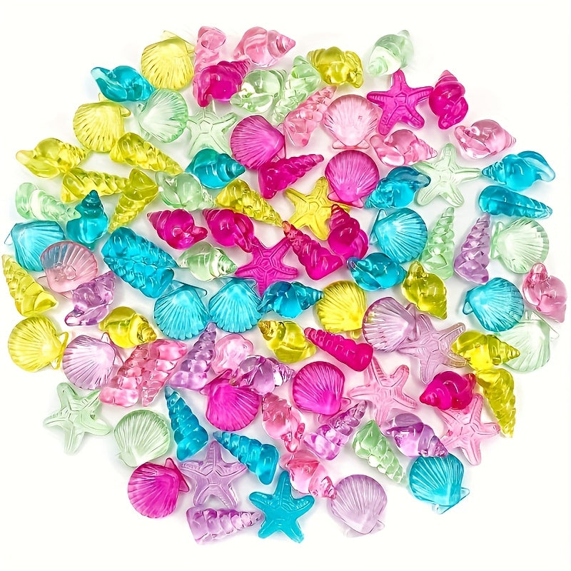 Assorted Acrylic Seashells for Beach Party Decor - 24pcs