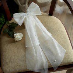 Bridal Hair Bow with Mesh Veil for Wedding Prom Party