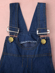 Toddler Girls Ruffle Trim Top & Denim Overalls Set