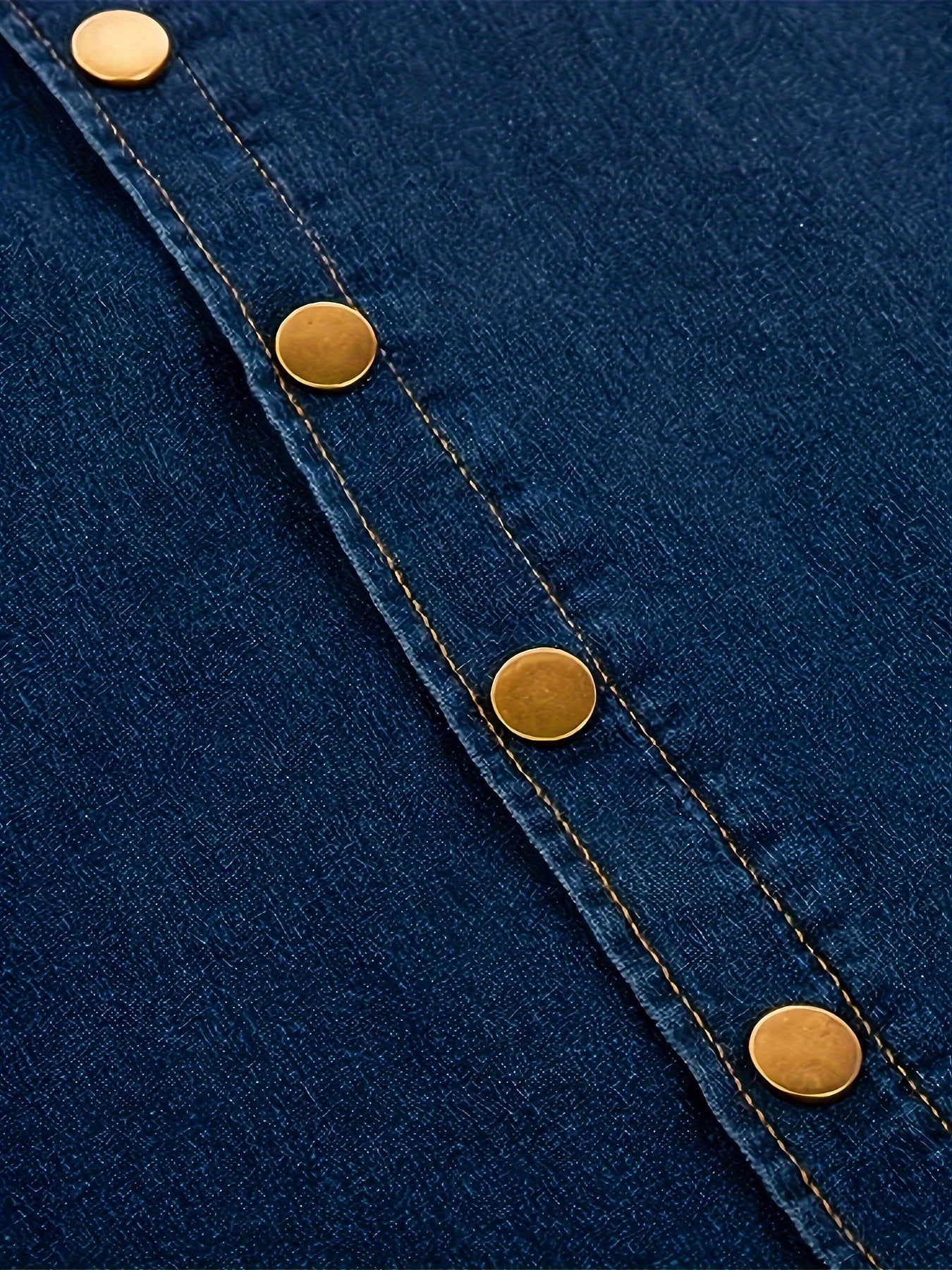 Retro Denim Skirt Button Front High Waist Midi Skirt With Pockets
