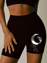 Graphic Print High Rise Biker Shorts