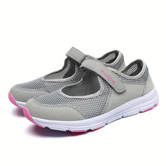 Women's Backless Mesh Walking Shoes Hook & Loop Fastener Flat Shoes