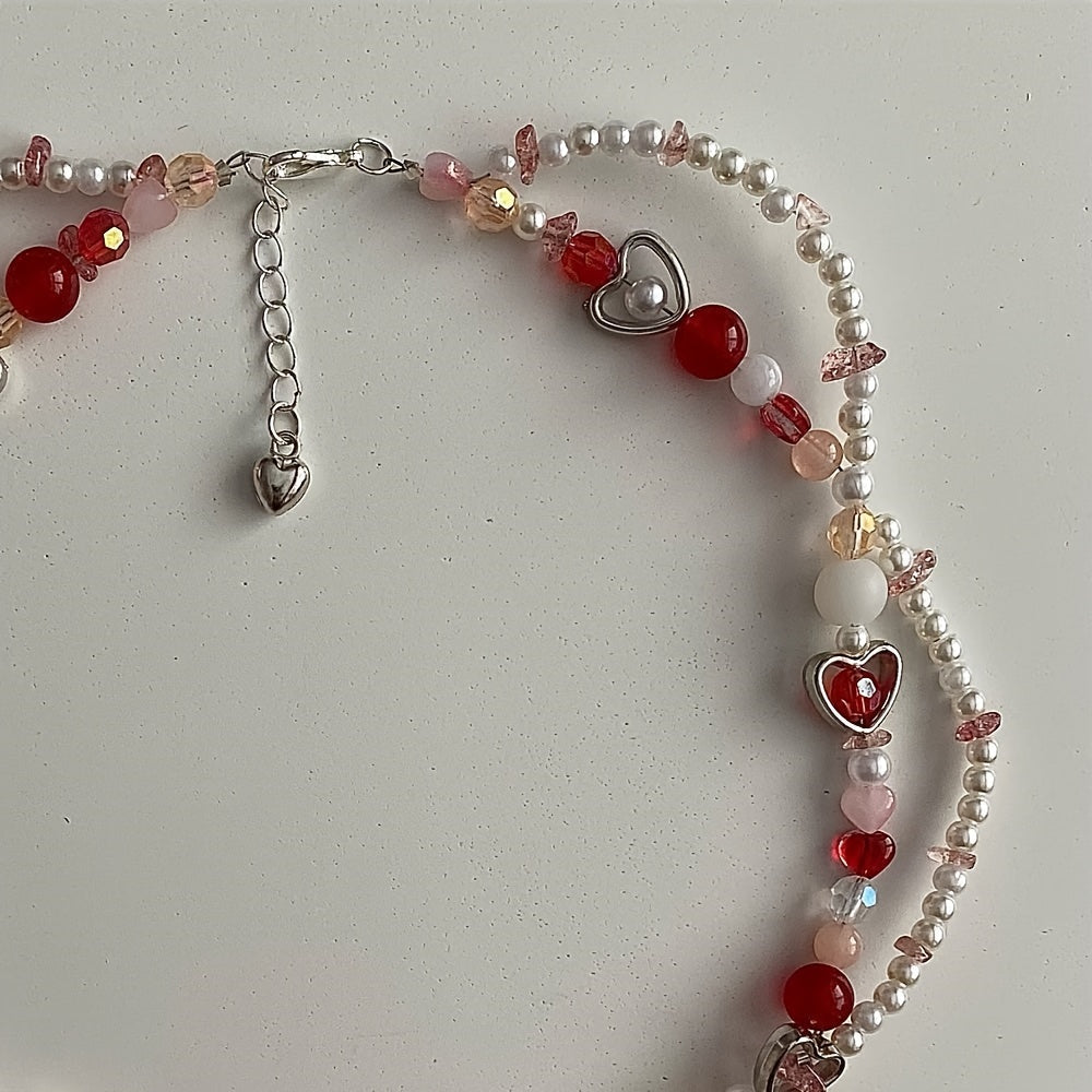 Girls Faux Pearl Strawberry Pendant Necklace