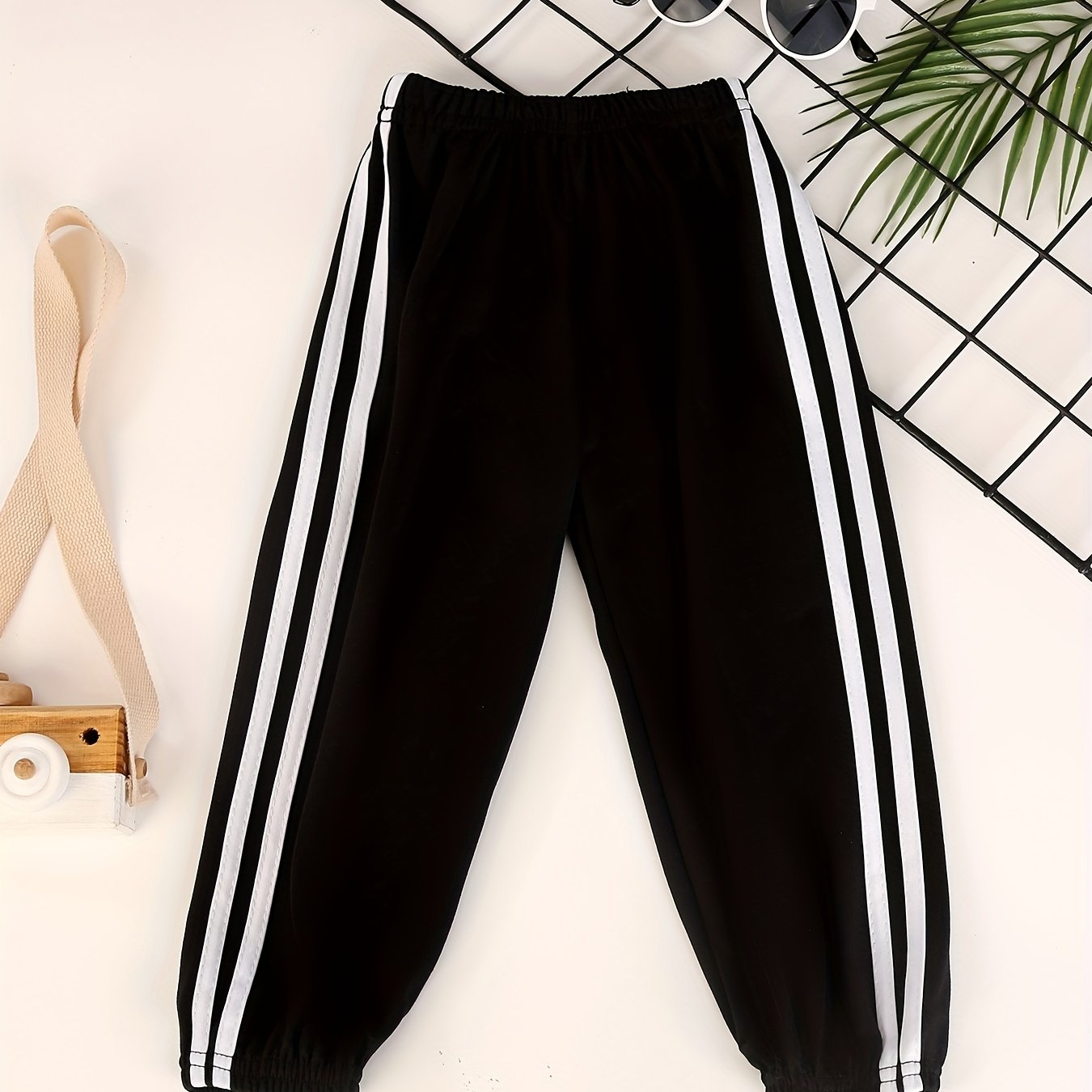 Boys Contrast Tape Sweatpants Thin Jogger Pants