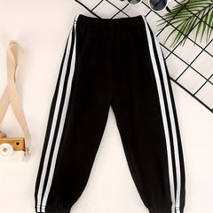 Boys Contrast Tape Sweatpants Thin Jogger Pants