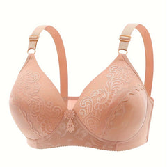 Floral Appliques Lace Push Up Stretch Bra