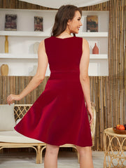 Beaded Bodycon Dress Sleeveless Crew Neck Slim Waist Ruched Dress