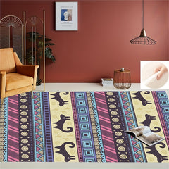 Geometric Absorbent Non Slip Rugs Soft Halloween Cat Pattern Floor Mat