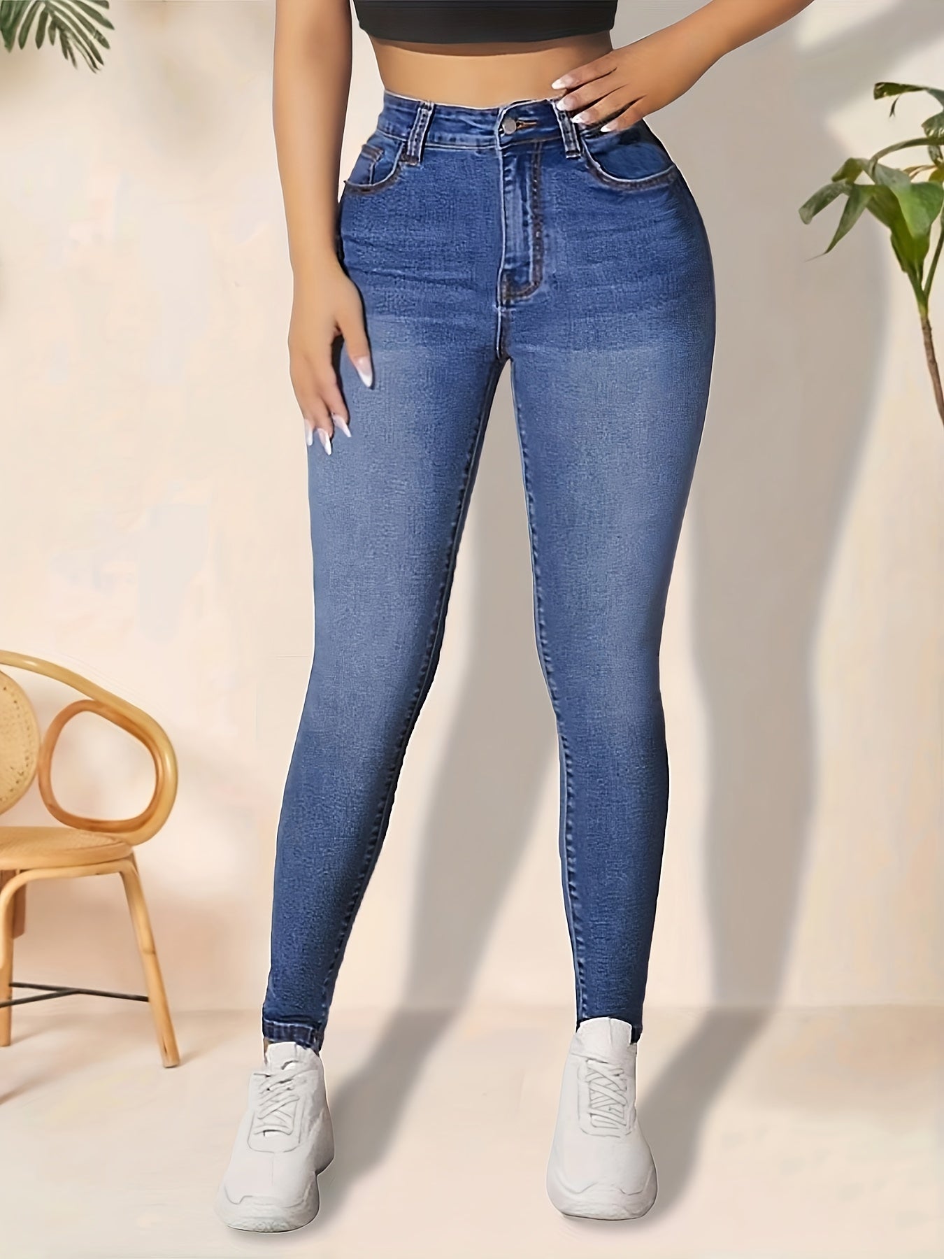 Water Ripple Embossed Skinny Jeans Women's Denim Jeans