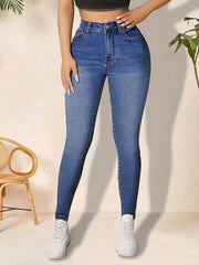 Water Ripple Embossed Skinny Jeans Women's Denim Jeans
