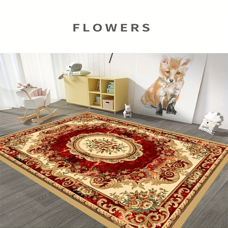 Boho Anti Fatigue Kitchen Rugs Red Vintage Absorbent Non Slip Mat