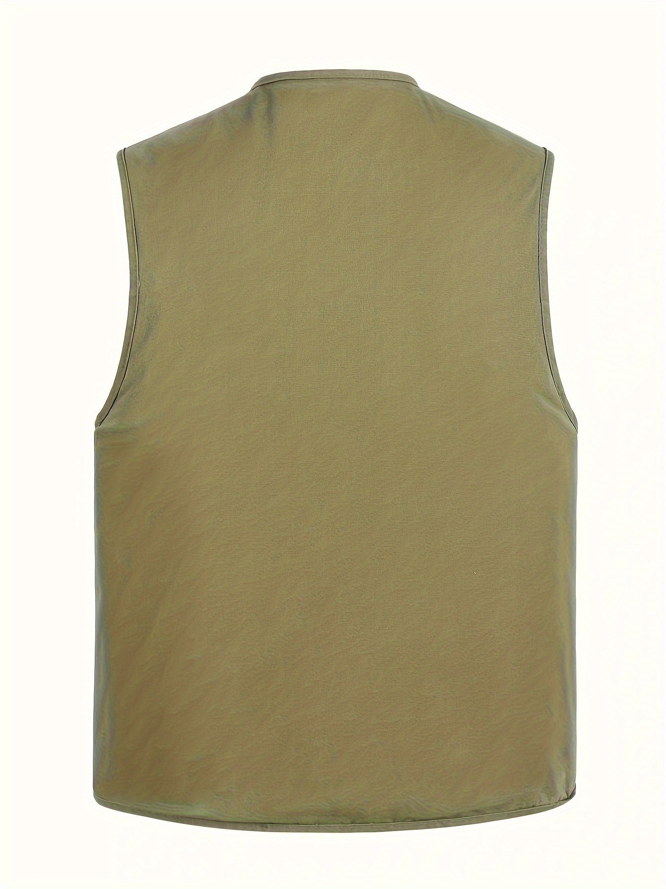 Zipper Pockets Cotton Cargo Vest Men's Casual Outwear Zip Up Vest