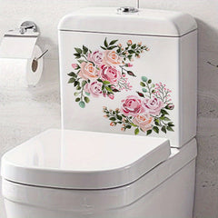 Plant Flowers Toilet Stickers Self Adhesive Bathroom Decor
