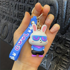 Sunglasses Rabbit Keychain Bag Charm Pendant