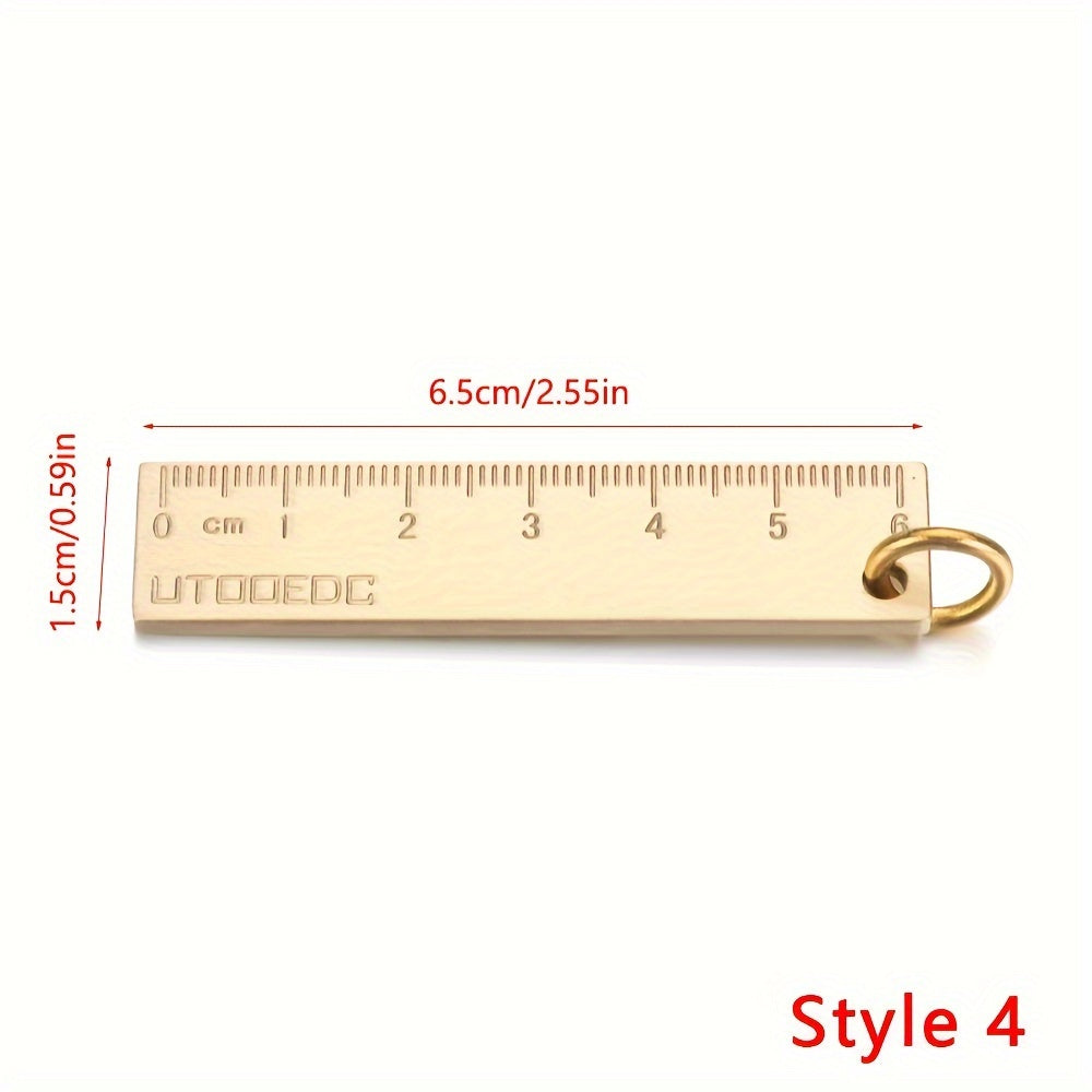 Brass Keychain Whistle Ruler DIY Pendant Ornament