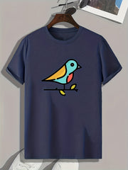 Cartoon Bird Pattern Print Men's Sports T-shirt