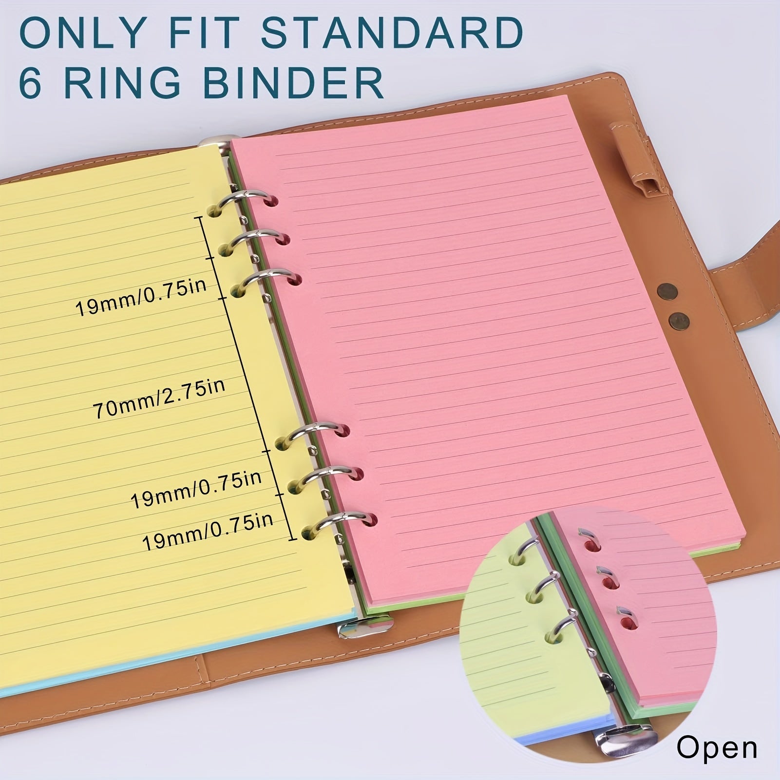 100 Sheets A5 Colorful Refill Paper 6 Hole Filler Inserts