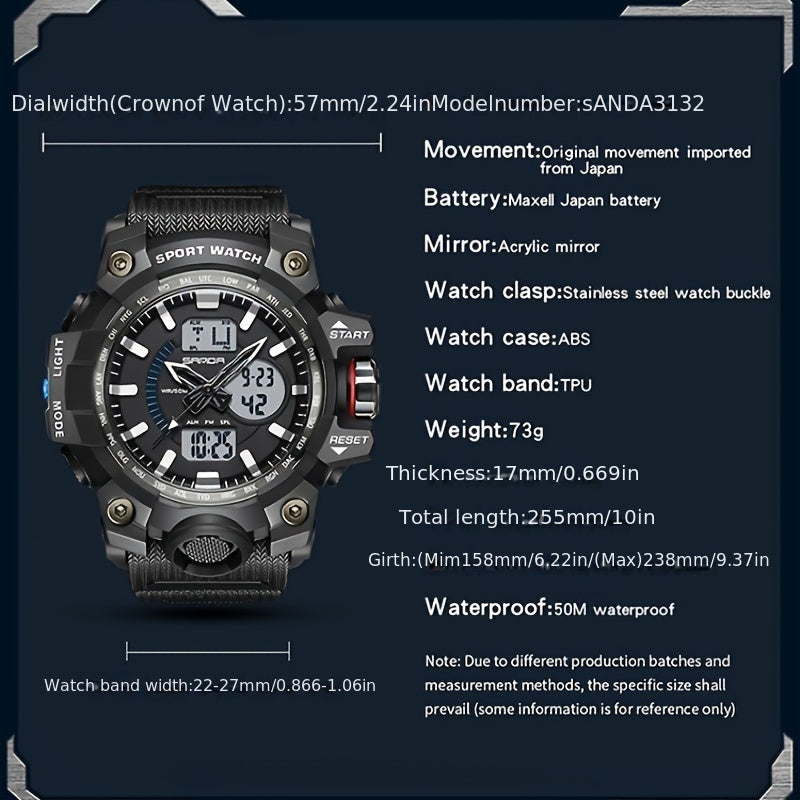 SANDA Boy's Sports Waterproof LED Military Watch
