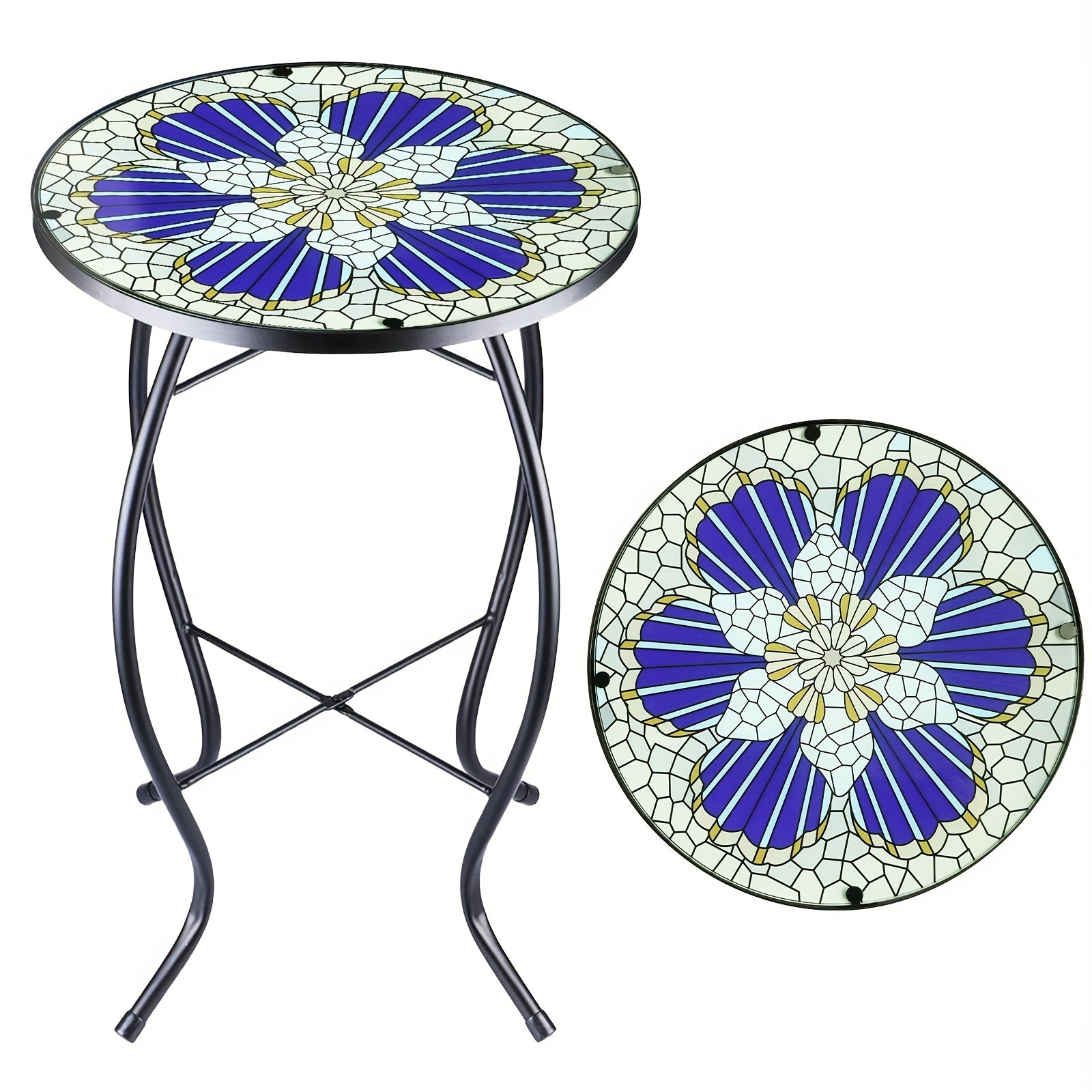 Metal Glass Small Round Table Living Room Side Table