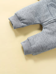 Toddler Cloud Print Jumpsuit With Ears Thermal Bodysuit