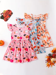 Girls Ice Cream Farm Chicks Print Ruffle Party Dress