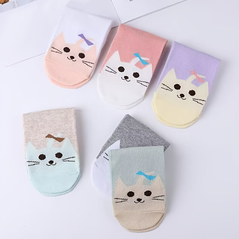 6 Pairs Soft Kitty Socks for Women