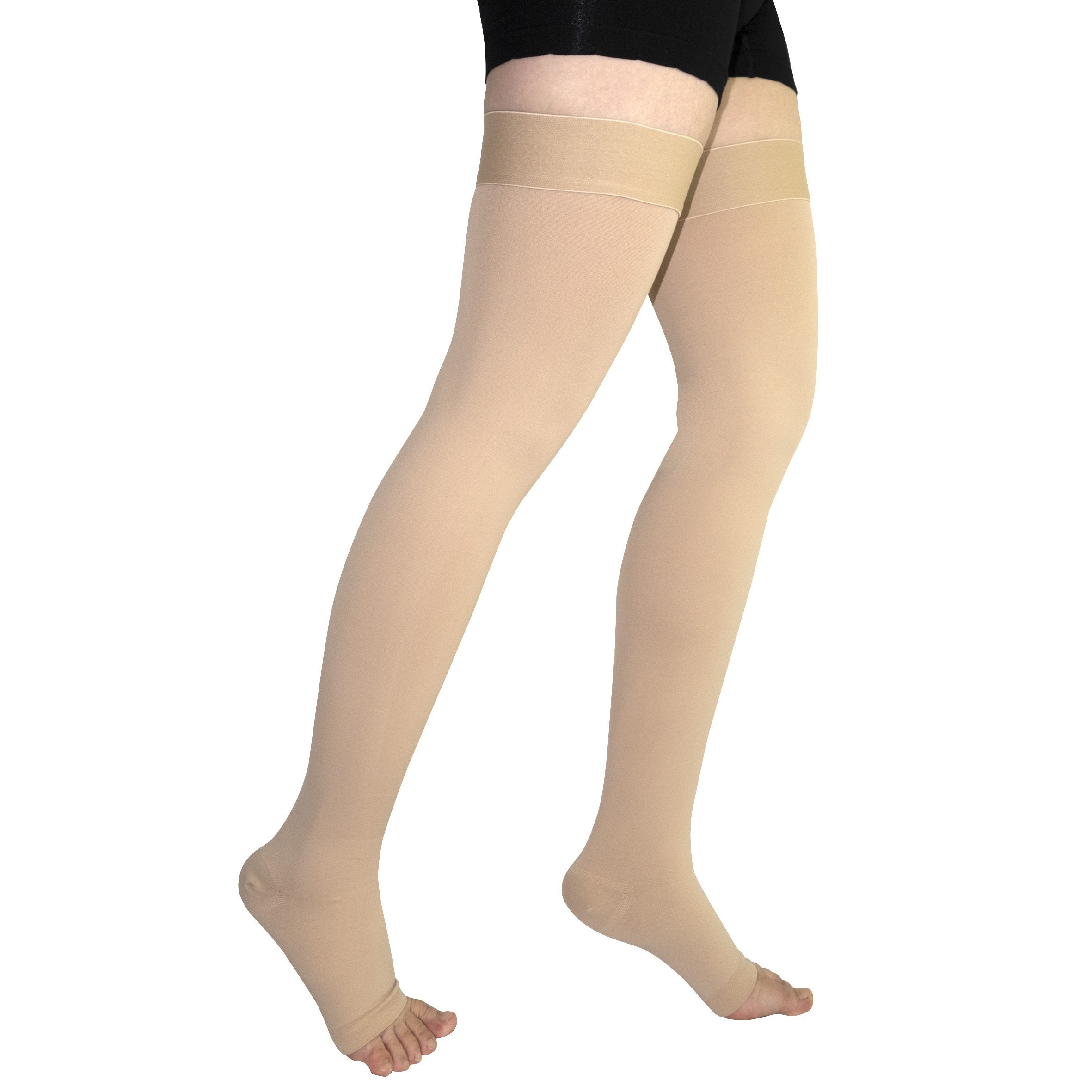 Women's Open Toe Thigh High Compression Stockings 20-30 mmHg