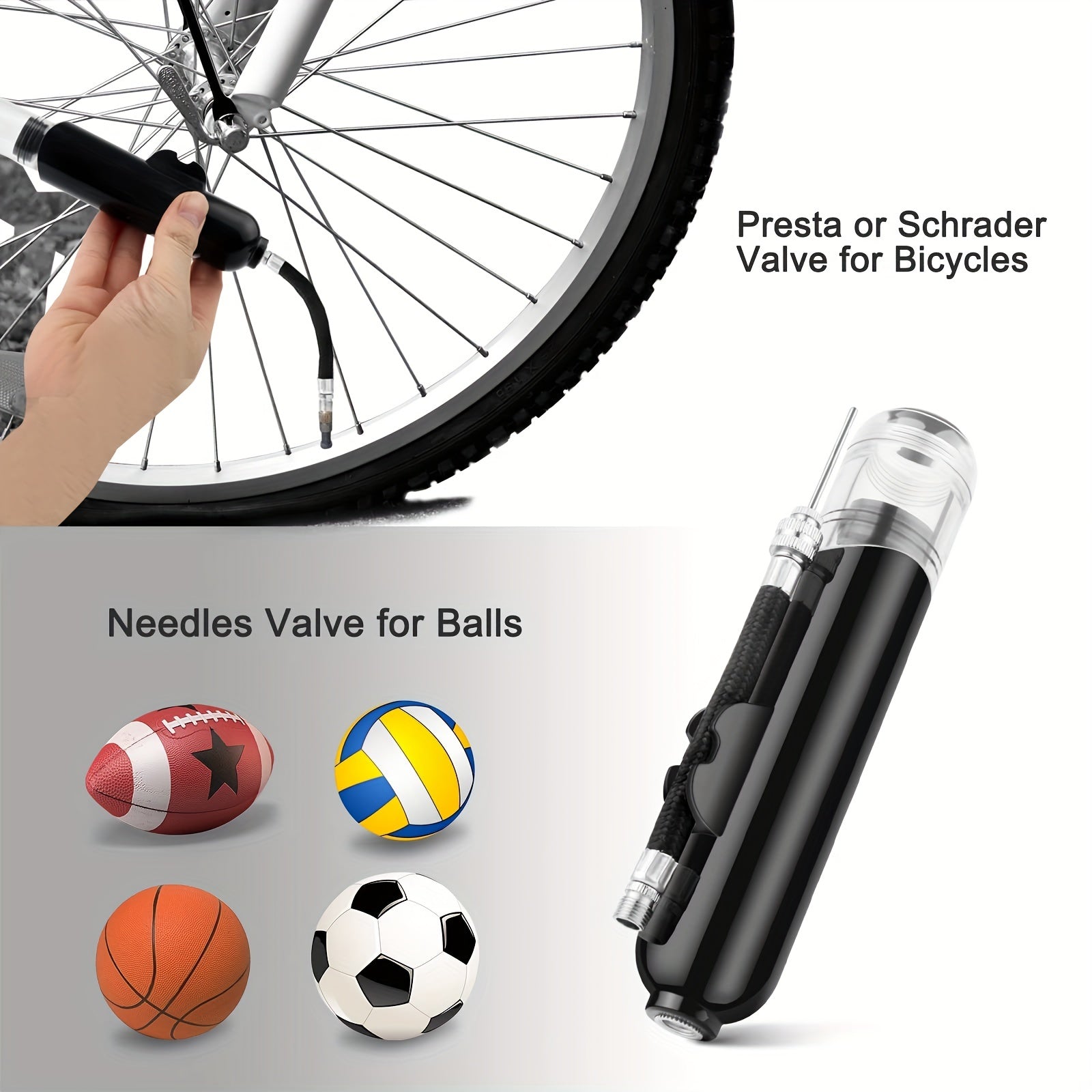 Dual Action Ball Pump for Sports Balls Bikes & Balloons