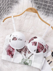 Floral Print Cami Corset Bustier Push Up Tummy Control Slimmer Body Shaper