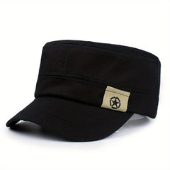 Solid Flat Top Hat Cadet Army Caps Military Adjustable Baseball Cap