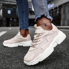 Women's Mesh Panel Sneakers Low Top Lace Up Shoes