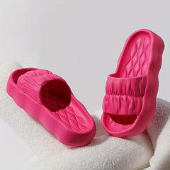 Women's Geometric Pattern Pleated Slides Stylish Platform Beach Shoes