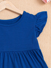 Flounce Sleeve Round Neck Casual Skate Dress