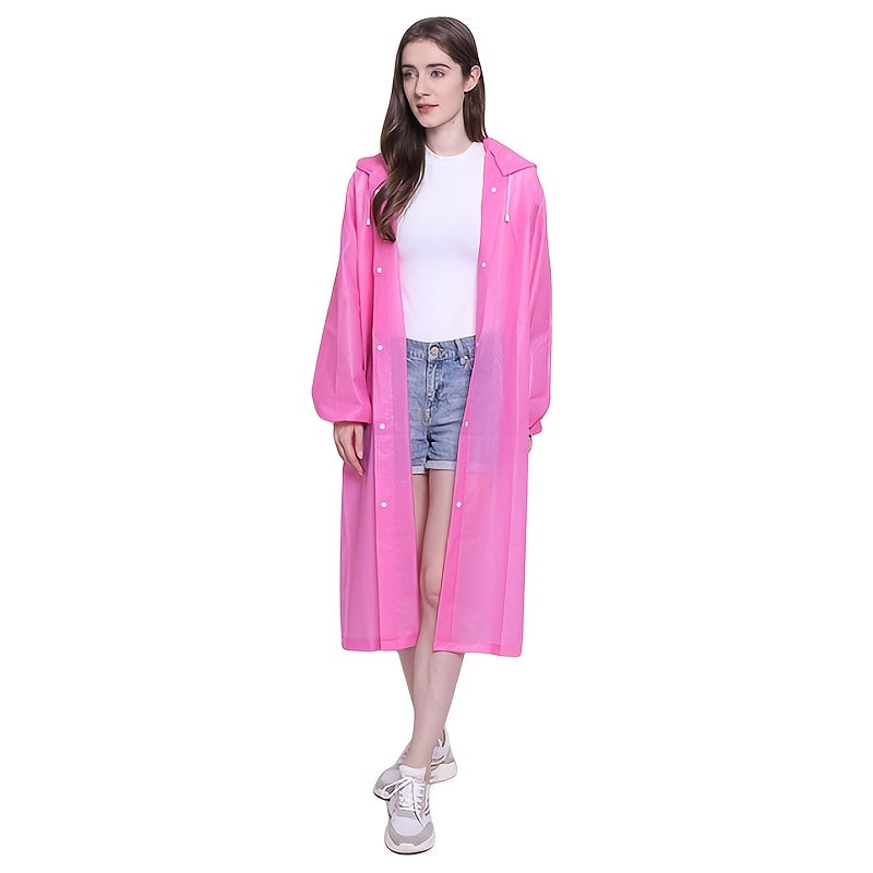 Waterproof Reusable Raincoat with Adjustable Hood for Outdoor Activities
